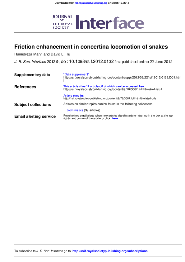 (PDF) Friction enhancement in concertina of snakes