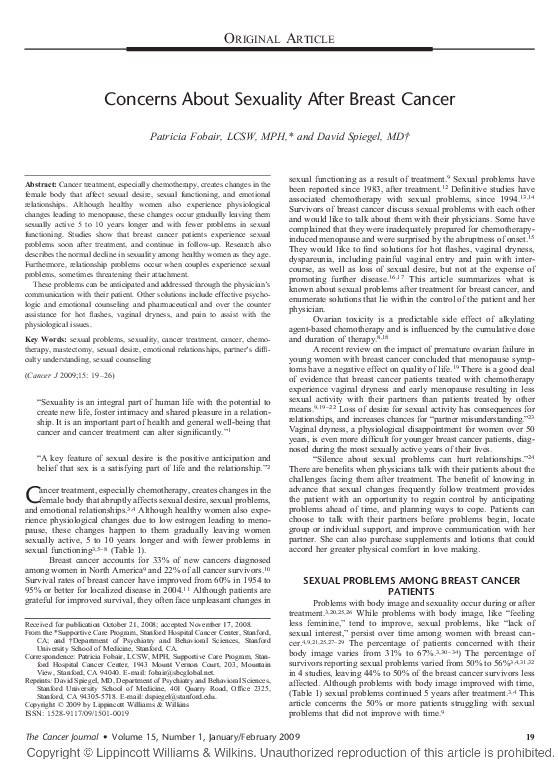 (PDF) Concerns About Sexuality After Breast Cancer
