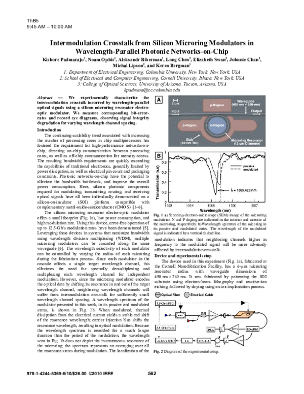 (PDF) Intermodulation crosstalk from silicon microring modulators in ...