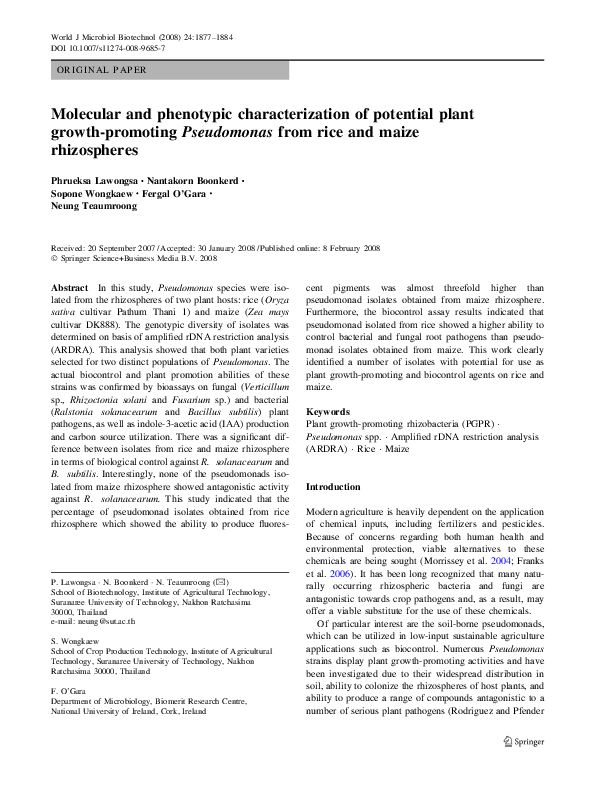 (PDF) Molecular and phenotypic characterization of potential plant ...