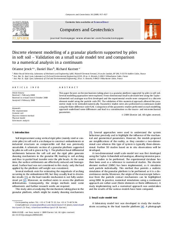 (PDF) Discrete element modelling of a granular platform supported by ...