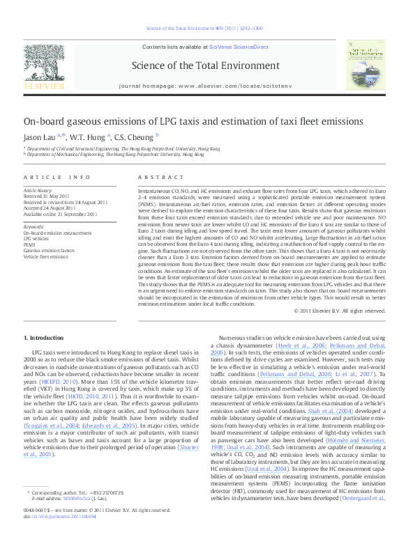 (PDF) On-board gaseous emissions of LPG taxis and estimation of taxi ...