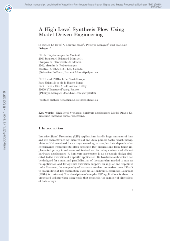 (PDF) A High Level Synthesis Flow Using Model Driven Engineering