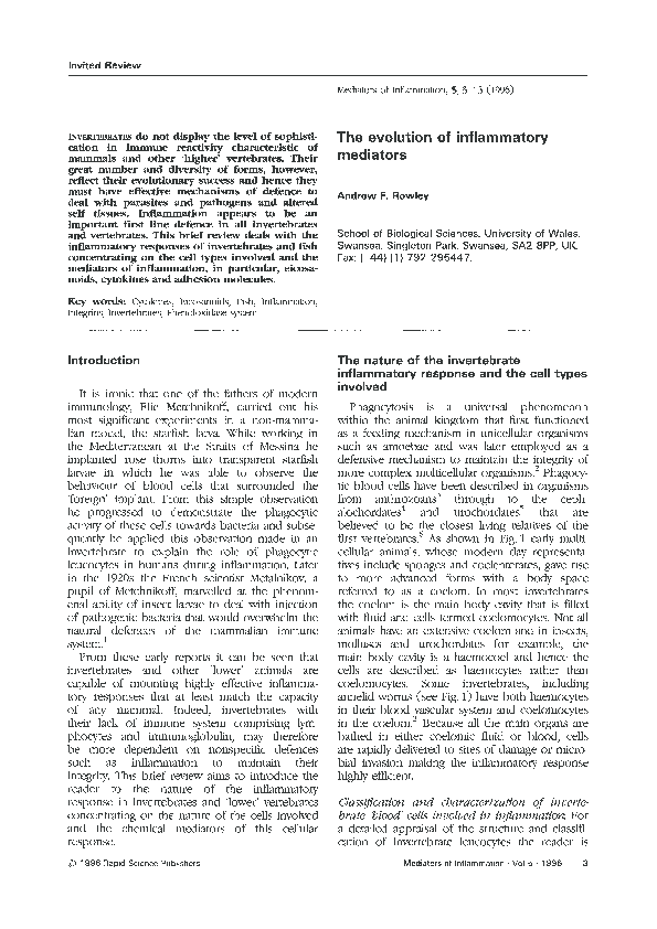 (PDF) The evolution of inflammatory mediators