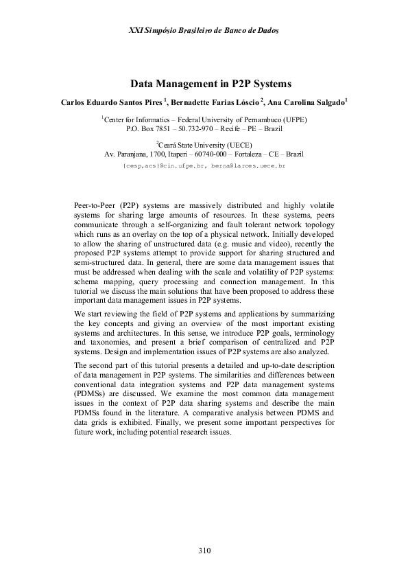 (PDF) Data Management in P2P Systems