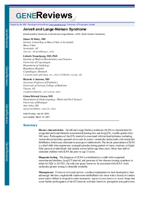 (PDF) The Jervell and LangeNielsen syndrome