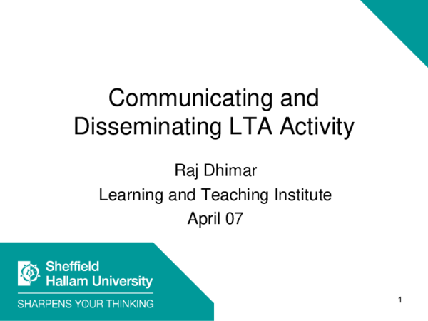 (PPT) Communicating and disseminating for change in learning and teaching