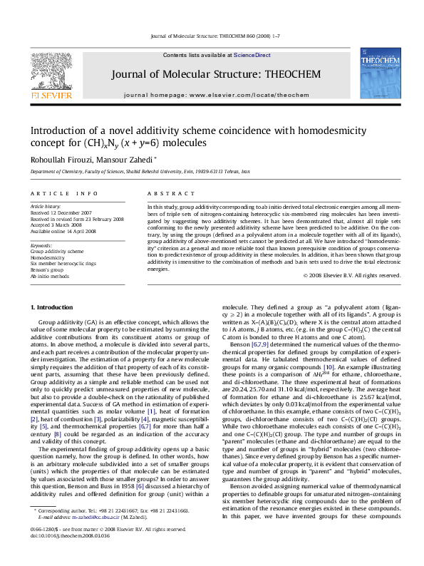 (PDF) Introduction of a novel additivity scheme coincidence with ...