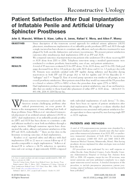 (PDF) Patient Satisfaction After Dual Implantation of Inflatable Penile