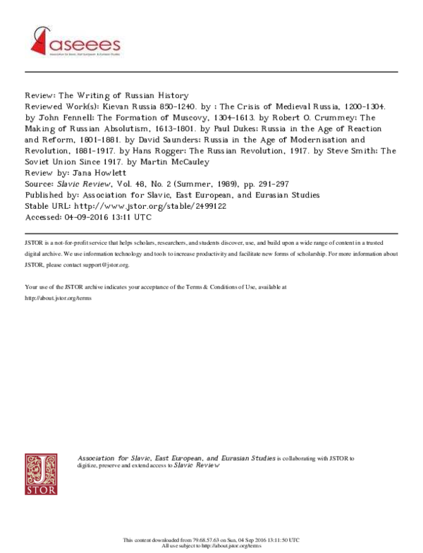 The Writing of Russian History