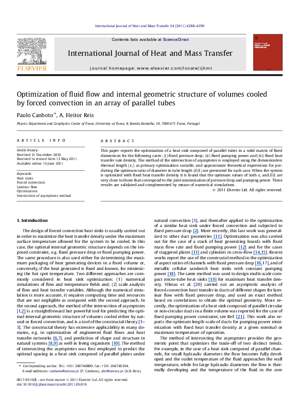 (PDF) Optimization of fluid flow and internal geometric structure of ...