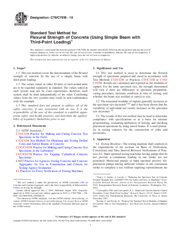 (PDF) Standard Test Method for Flexural Strength of Concrete (Using ...