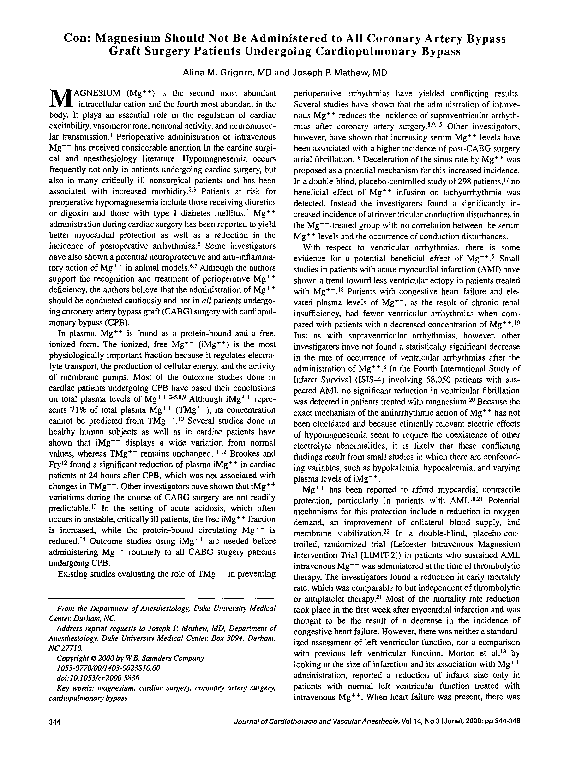 (PDF) Magnesium sulphate replacement therapy in cardiac surgery patients A systematic review