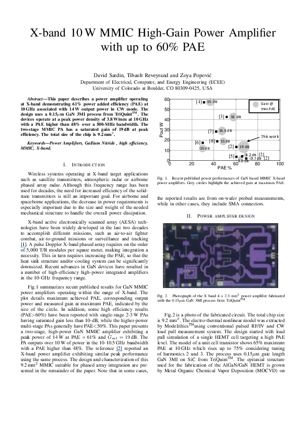 (PDF) Xband 10W MMIC highgain power amplifier with up to 60 PAE