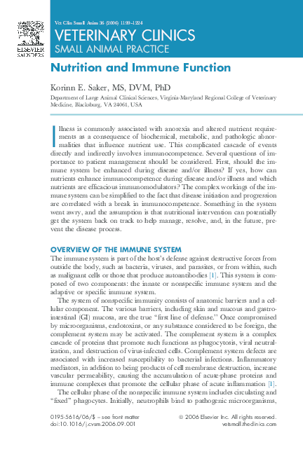 (PDF) Nutrition and Immune Function