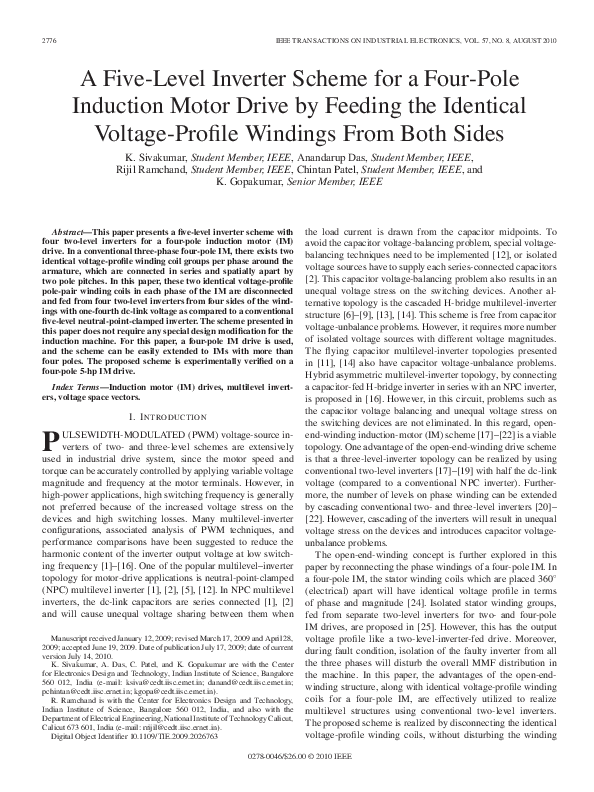 (PDF) A Five-Level Inverter Scheme for a Four-Pole Induction Motor ...