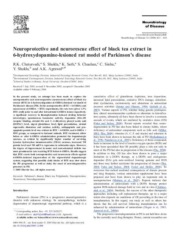 (PDF) Neuroprotective and neurorescue effect of black tea extract in 6