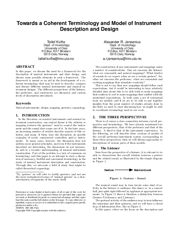 (PDF) Towards a Coherent Terminology and Model of Instrument