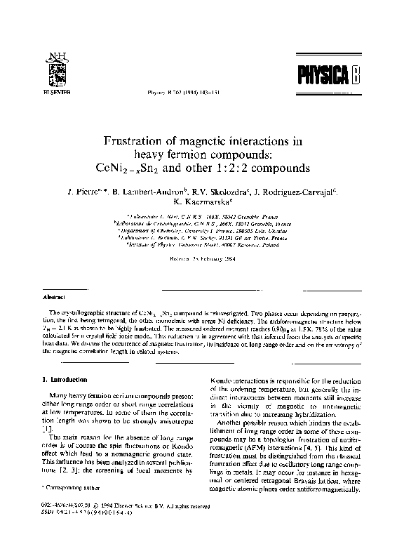 (PDF) Frustration of magnetic interactions in heavy fermion compounds ...