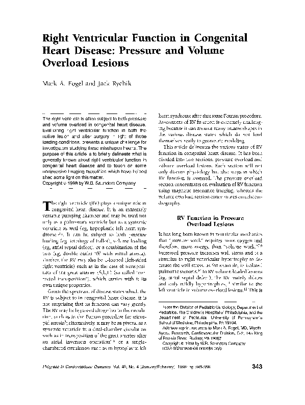 (PDF) Right ventricular function in congenital heart disease: Pressure ...