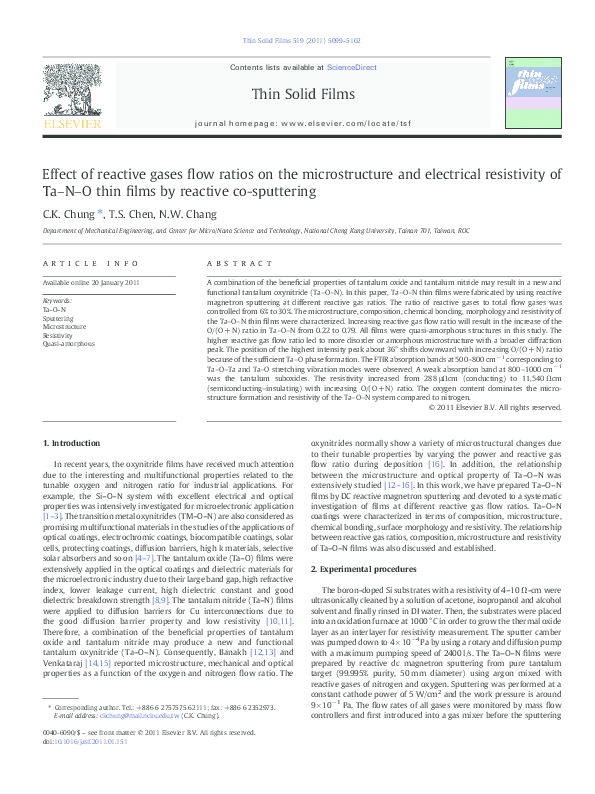 (PDF) Effect of reactive gases flow ratios on the microstructure and ...