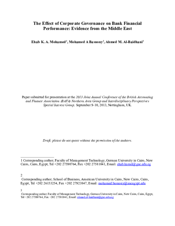 (DOC) The Effect of Corporate Governance on Bank Financial Performance ...
