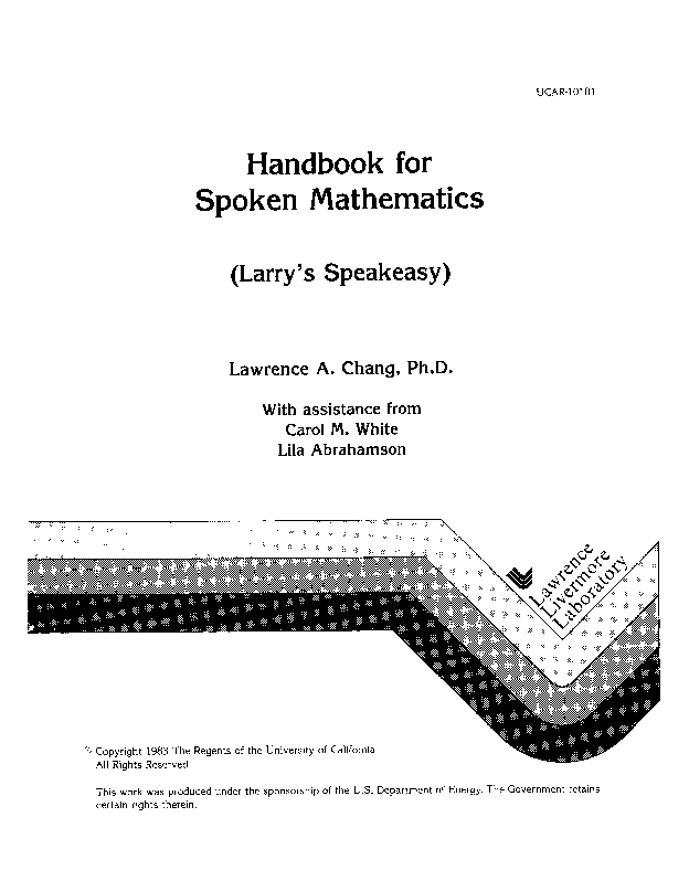 PDF) Handbook for Spoken Mathematics (Larry's Speakeasy