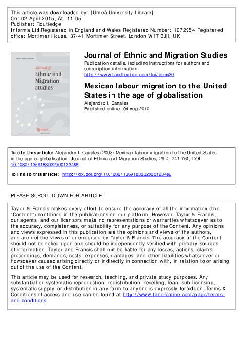 (PDF) Mexican labour migration to the United States in the age of ...