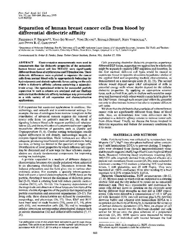 (PDF) Separation of Human Breast Cancer Cells From Blood by ...