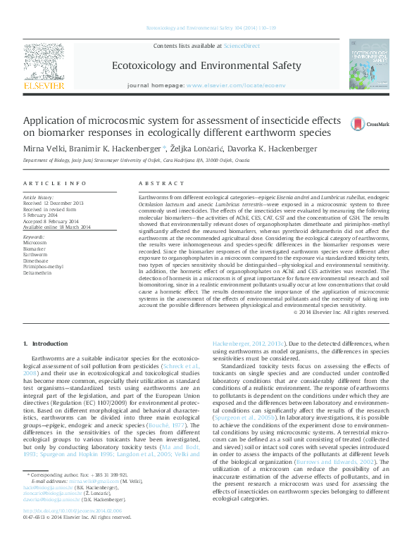(PDF) Application of microcosmic system for assessment of insecticide ...