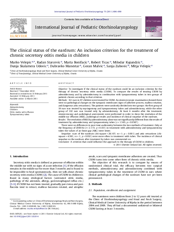 (PDF) Effectiveness of Grommet Insertion in Resistant Otitis Media with Effusion Ayed Shati