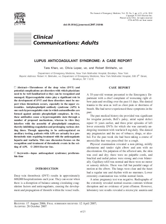 Lupus Anticoagulant Syndrome