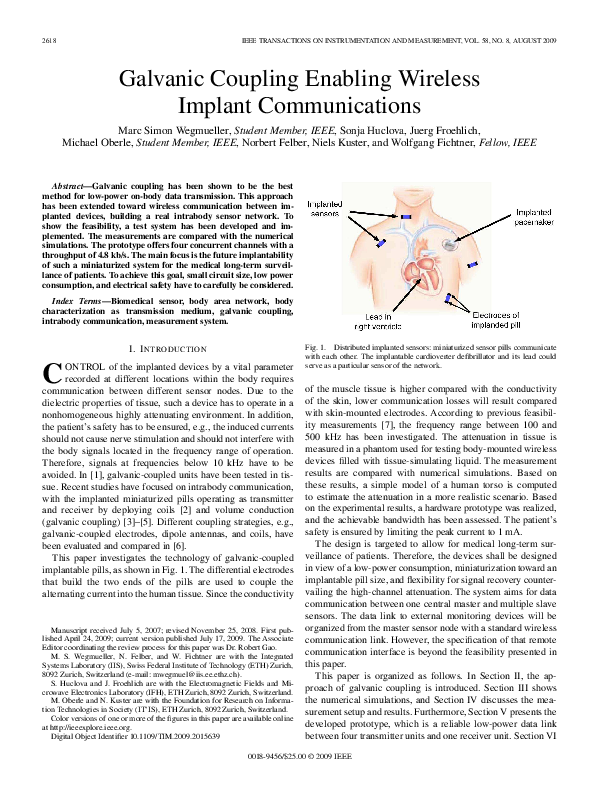 (PDF) Galvanic Coupling Enabling Wireless Implant Communications