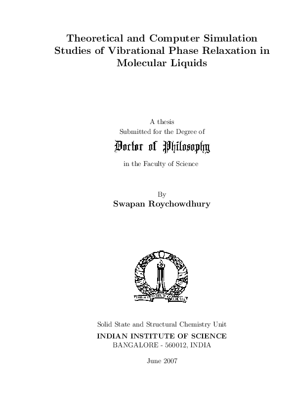 (PDF) Theoretical and Computer Simulation Studies of Vibrational Phase ...