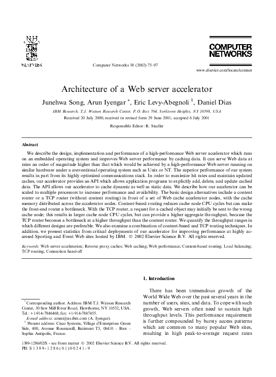 (PDF) Architecture of a Web server accelerator