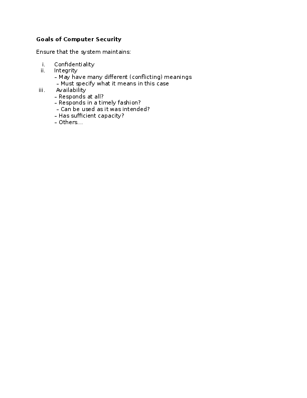 (DOC) Goals of Computer Security