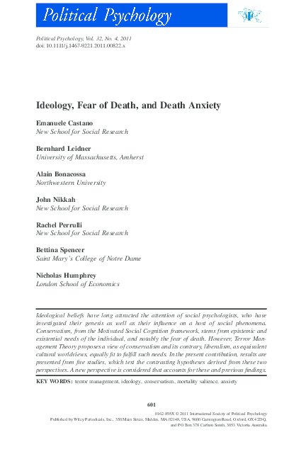 (PDF) Ideology, Fear of Death, and Death Anxiety