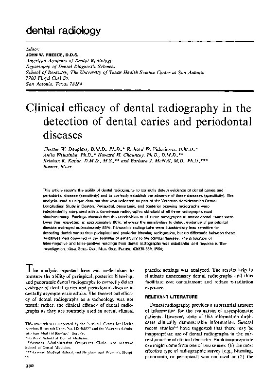 (PDF) Clinical efficacy of dental radiography in the detection of