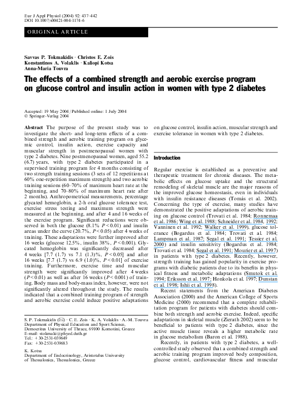 (PDF) The effects of a combined strength and aerobic exercise program ...