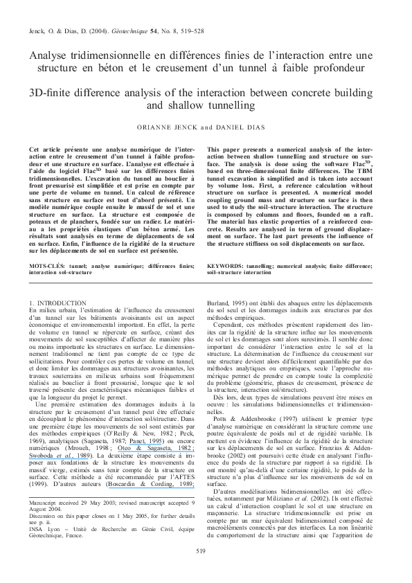 (PDF) 3-D finite difference analysis of the interaction between ...