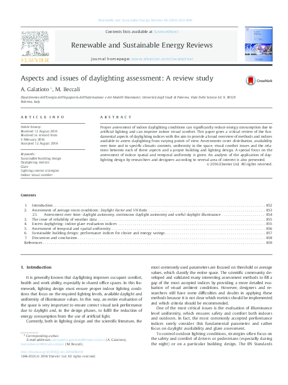 (PDF) Aspects and issues of daylighting assessment: A review study