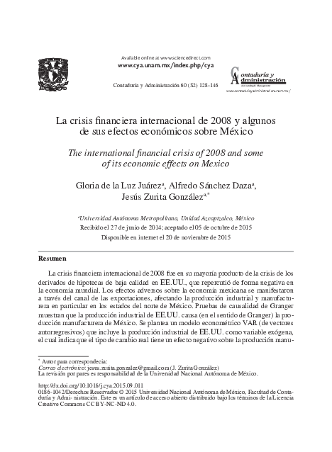 (PDF) La crisis financiera internacional de 2008 y algunos de sus ...