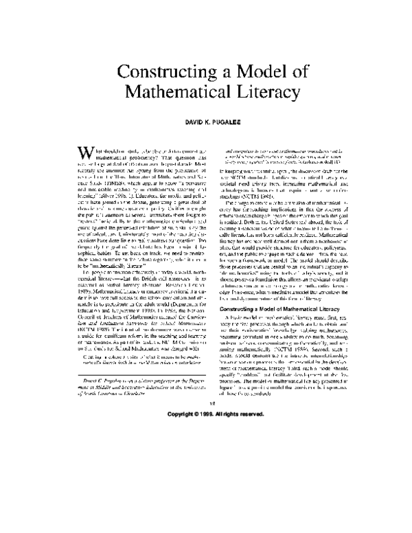 (PDF) Constructing a model of mathematical literacy