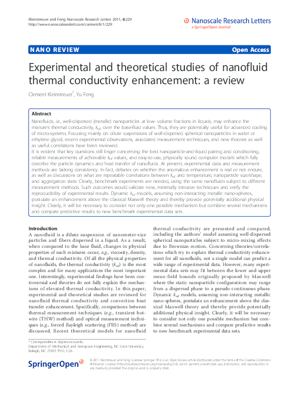 (PDF) Experimental and theoretical studies of nanofluid thermal ...
