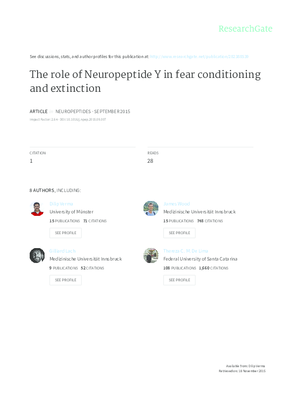 (PDF) The role of Neuropeptide Y in fear conditioning and extinction