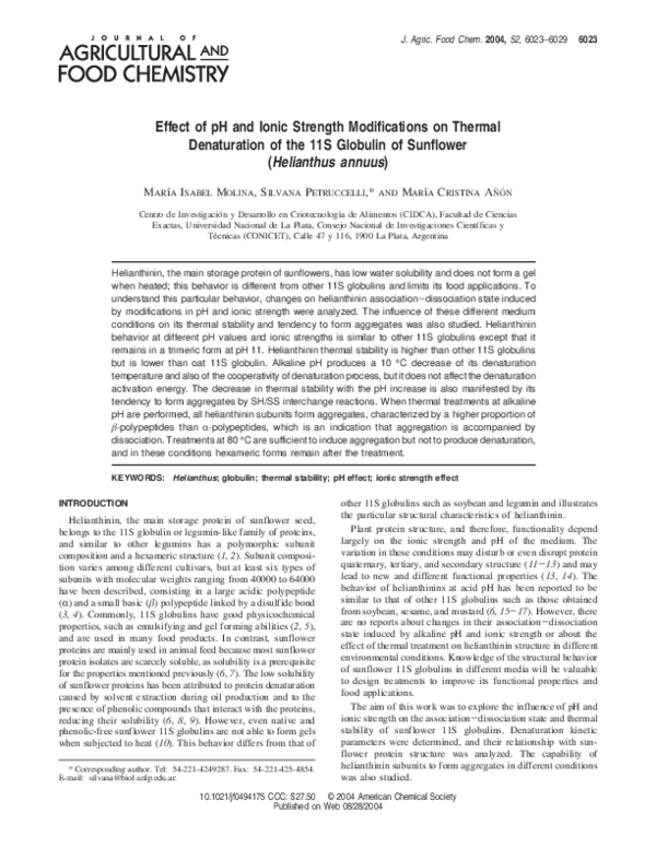 (PDF) Effect of pH and Ionic Strength Modifications on Thermal ...