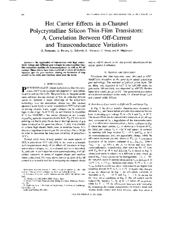 (PDF) Hot carrier effects in n-channel polycrystalline silicon thin ...