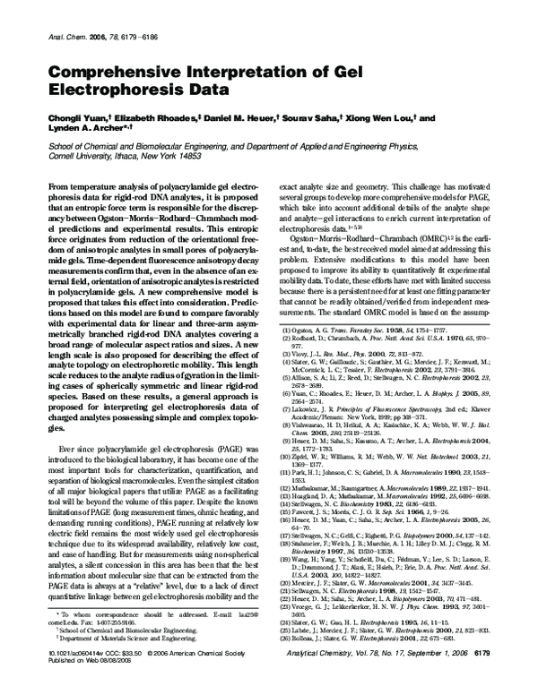 (PDF) Comprehensive Interpretation of Gel Electrophoresis Data