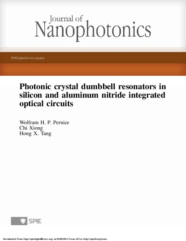(PDF) Photonic crystal dumbbell resonators in silicon and aluminum ...