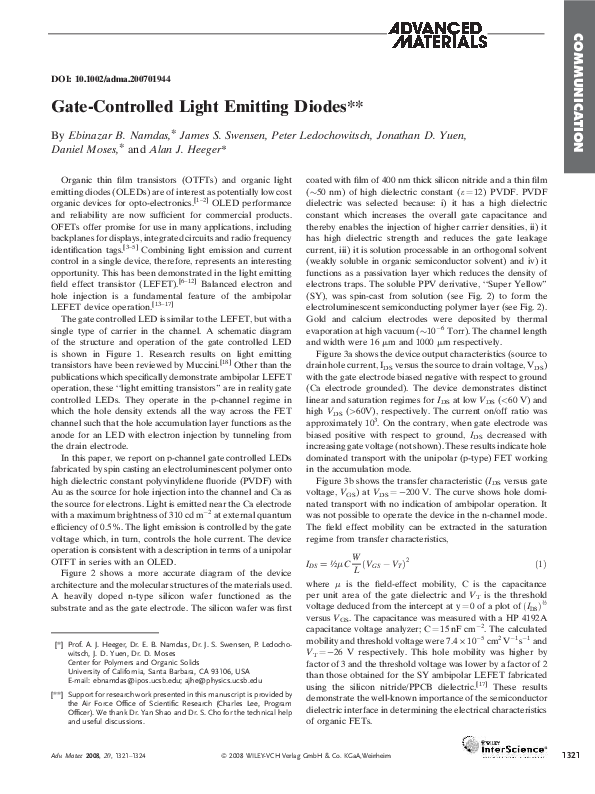 (PDF) Gate-Controlled Light Emitting Diodes